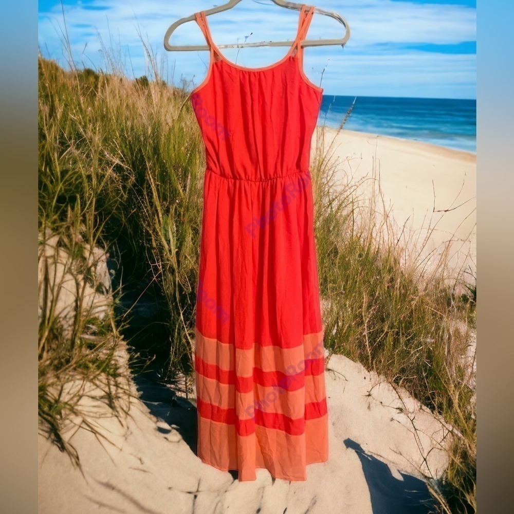 Copper Key Women's Large Two Tone Lined Bright Maxi Dress Spaghetti Straps EUC!